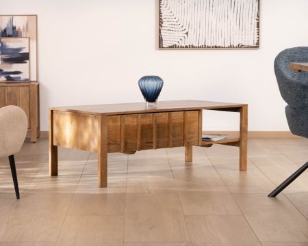 Table basse rectangulaire esprit zen en manguier naturel "Sicaly"
