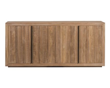 Grande enfilade moderne en teck recyclé 4 portes "Square" 200cm