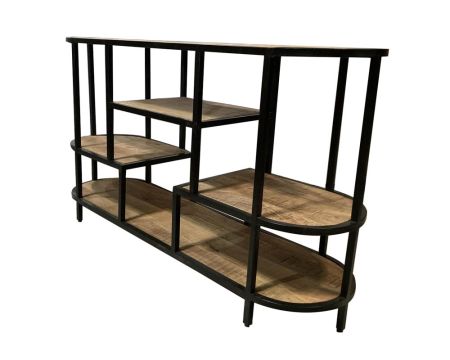Etagère industrielle tubulaire avec plateaux en bois 130 cm "Tom"
