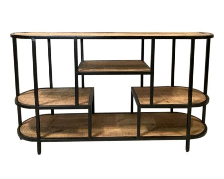 Etagère industrielle tubulaire avec plateaux en bois 130 cm "Tom"