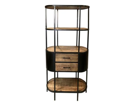 Etagère colonne en métal et bois de manguier hauteur 170 cm "Tom"