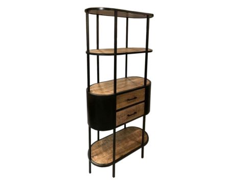 Etagère colonne en métal et bois de manguier hauteur 170 cm "Tom"