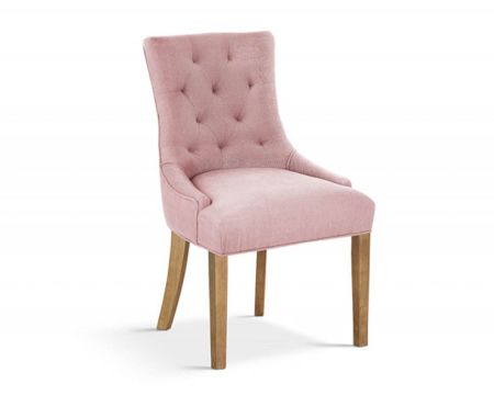 Lot de 2 chaises en tissu rose dossier capitonné "Charme"