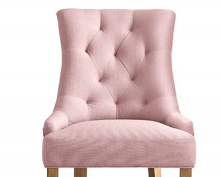 Lot de 2 chaises en tissu rose dossier capitonné "Charme"