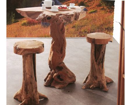 Table haute teck massif "Farmer" Casita