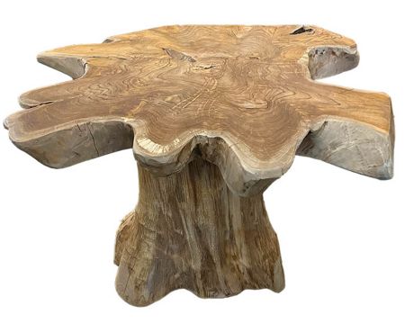 Table basse en racine de teck recyclé avec pied central "Farmer"