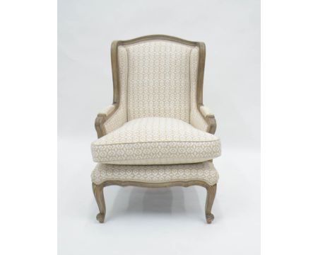 Bergère lin et crème style classique structure bois massif "Sofia" 