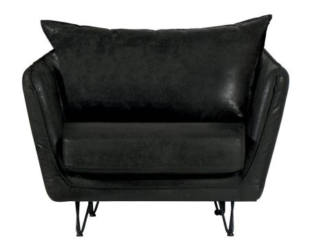 Fauteuil style club vintage en tissu gris foncé toucher velours "Hasting"