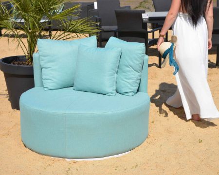 Fauteuil rond design outdoor alu et tissu Sunbrella "Balangan Beach"