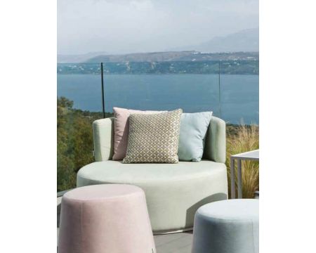 Fauteuil rond design outdoor alu et tissu Sunbrella "Balangan Beach"