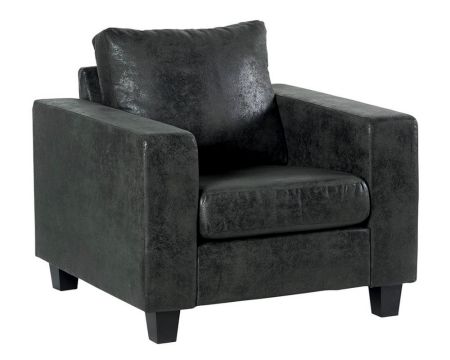 Fauteuil gris foncé ultra confort "Thomson" en tissu microfibre doux