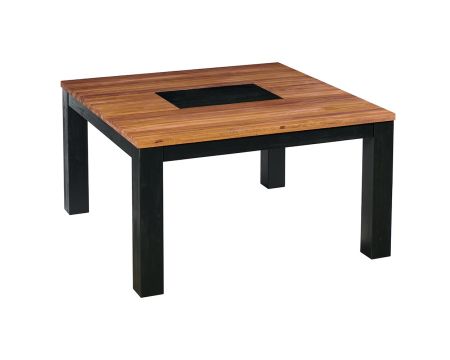Table carrée en chêne 140x140 "Flix" coloris bois et noir