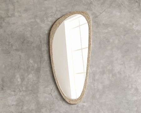 Miroir forme organique avec cadre en cordelette "Solira" hauteur 130 cm