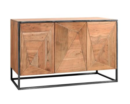 Bahut contemporain bois massif et métal "Manhattan"