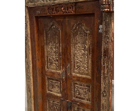 Ancienne et majestueuse porte indienne en bois sculpté "Vieille porte"