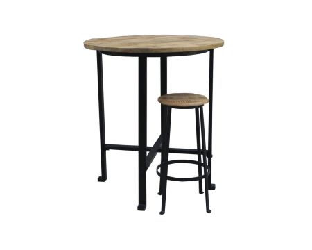 Tabouret de bar industriel rond en métal et bois "Vegas" 75cm