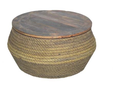 Table basse bobine de corde 80 cm de diamètre "Népalaise"