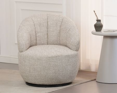 Chauffeuse effet boule avec surpiqures en tissu bouclette beige tramé "Sweet Culture" esprit cocoon 