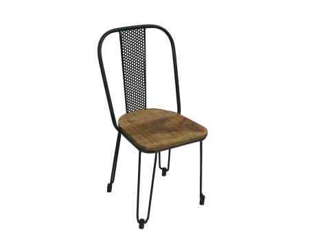 Lot de 2 chaises industrielles métal noir et bois naturel "Atelier"