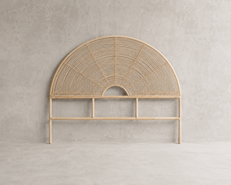 Tête de lit style ethnique en rotin "Solira" forme arrondie 160 cm