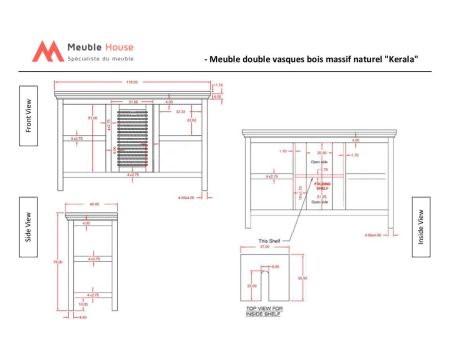 Meuble double vasque bois naturel "Kerala"