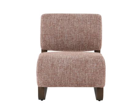 Fauteuil design rétro "Luno" en tissu bouclette brique et structure métal bronze