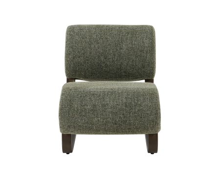 Fauteuil design moderne en tissu bouclette kaki "Luno" structure métal bronze