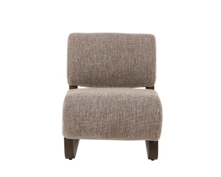 Fauteuil contemporain coloris taupe et structure métal bronze "Luno" 