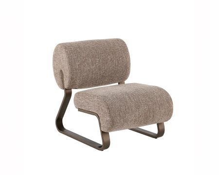 Fauteuil contemporain coloris taupe et structure métal bronze "Luno" 