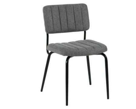 Lot de 2 chaises rétro en tissu gris et métal noir "Lia"