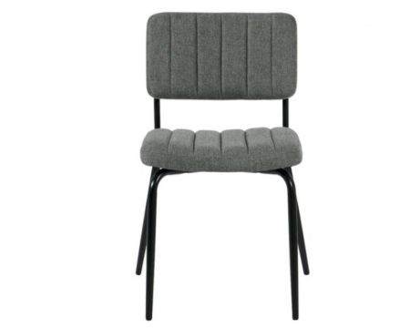 Lot de 2 chaises rétro en tissu gris et métal noir "Lia"