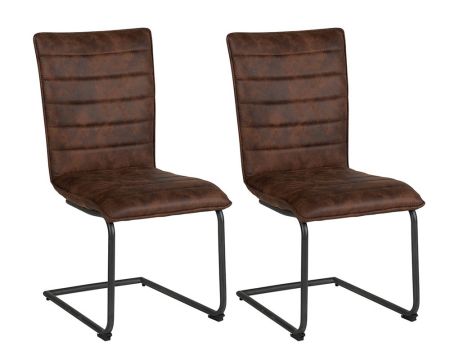 Lot de 2 chaises en tissu havane et métal noir Casita style industriel