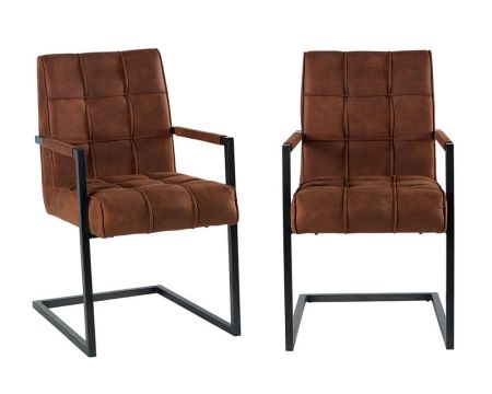 Lot de 2 chaises capitonnées design rétro tissu métal "Chaise Casita"
