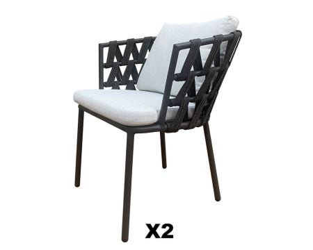 Lot de 2 chaises de jardin design grises "Saumur" haut de gamme