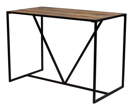 Table de bar en bois exotique et métal "Jack"