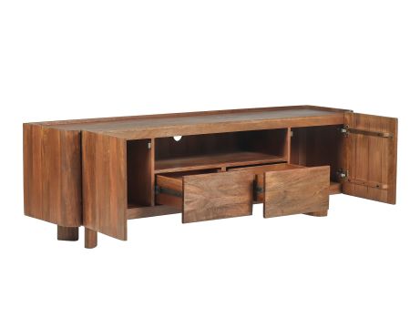 Meuble TV 175 cm en manguier massif style contemporain minimaliste "Malaké"