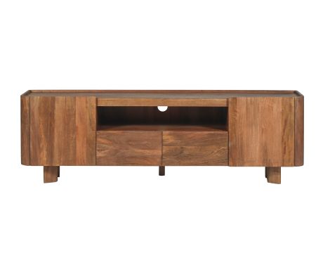 Meuble TV 175 cm en manguier massif style contemporain minimaliste "Malaké"