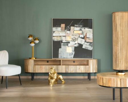 Grand meuble TV bois pieds métal 180 cm "Slender" style Gatsby
