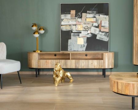 Grand meuble TV bois pieds métal 180 cm "Slender" style Gatsby