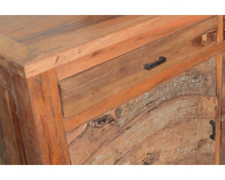 Bahut ethnique bois recyclé 3 portes 200 cm "Népalaise" 