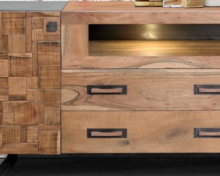Buffet bois 175 cm pieds métal "Queens"