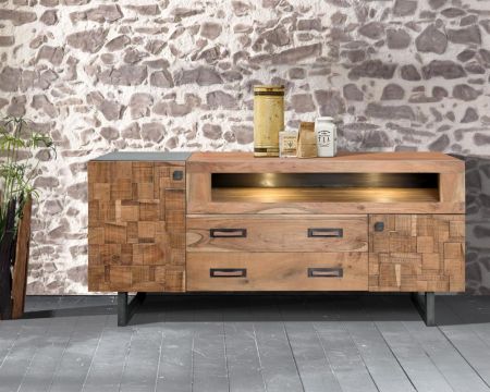 Buffet bois 175 cm pieds métal "Queens"