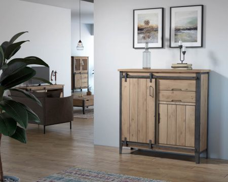 Meuble de rangement indus’ décontracté 2 portes 2 tiroirs "Breeze"