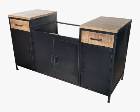 Meuble évier métal et bois style industriel 160cm "Atelier" 