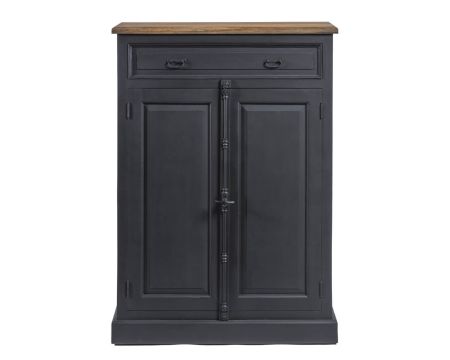 Buffet haut shabby chic black en teck massif "Timeless"