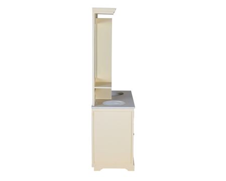 Grand meuble double vasque lin et quartz blanc avec miroirs "Élégance"