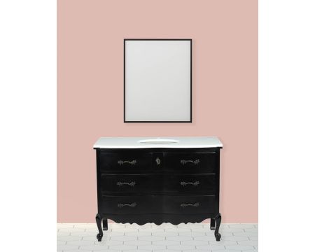 Meuble 1 vasque noir et blanc style baroque avec tiroirs "Elégance"