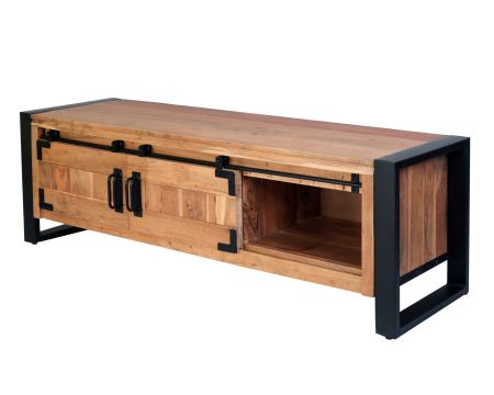 Meuble télé style industriel bois et métal 2 portes "Montréal" 160cm