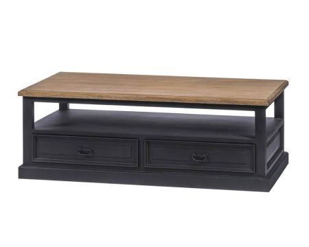 Table de salon noire style rétro chic en teck naturel "Timeless"