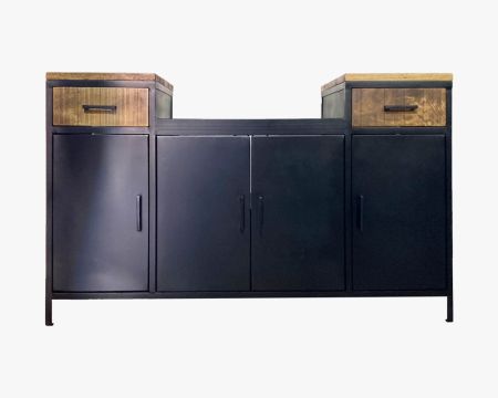 Meuble évier métal et bois style industriel 160cm "Atelier" 